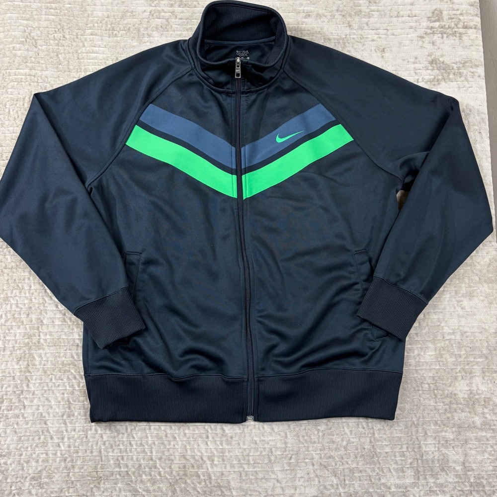Nike Athletic Dept Mens XL Navy Blue Green Chevron Track Jacket 446271-471